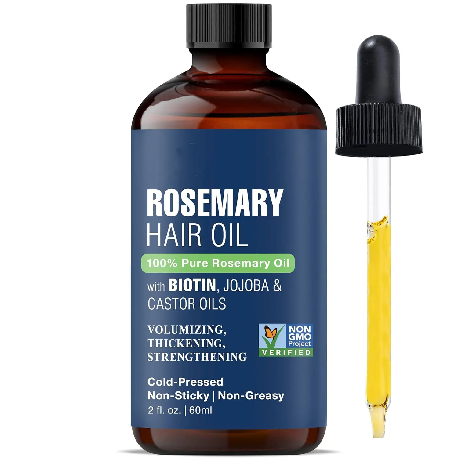 100% Pure Rosemary Oil For Hair Growth Infused With Biotin | Hair Strenghtening Treatment | Nourishing & Volumizing | With Jojoba Oil & Castor Oil | Non GMO Verified | 2 fl oz Haircare Comfort