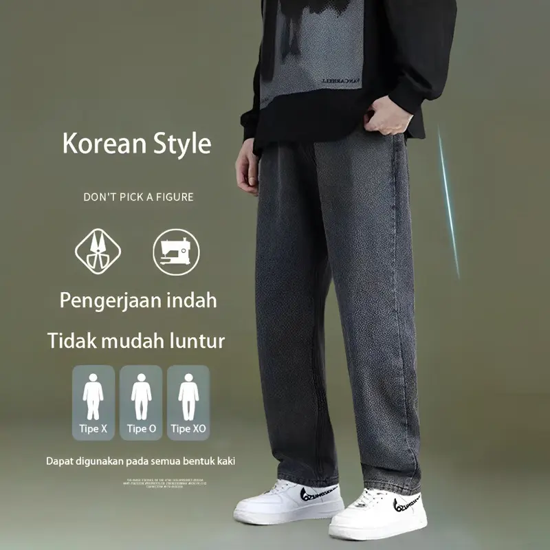 Celana Jeans Pria Celana Panjang Hitam Pria Dewasa Kulot Jeans Murah Denim Jumbo Korean Style Celana Anak Laki Laki Baggy Pants Straight Jeans High Waist Celana Cowok Standar