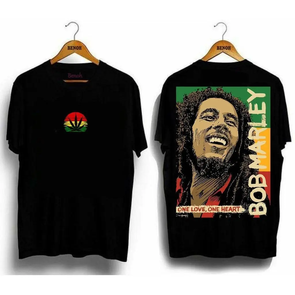 Kaos T-Shirt Pria Bob Marley Hitam Street Style Distro - Dewasa Casual Soft Tee Dark Fit Combed Pendek Polos Baju Jersey