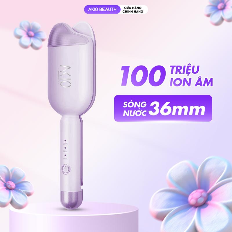 AKIO BEAUTY Máy Xoăn Sóng Nước To AKIO 36mm Màn Hình LCD Tùy Chỉnh Ion Âm Bảo Vệ Tóc Khỏi Hư Tổn Đầu Xoăn 2 Trục Phù Hợp Nhiều Kiểu Tóc