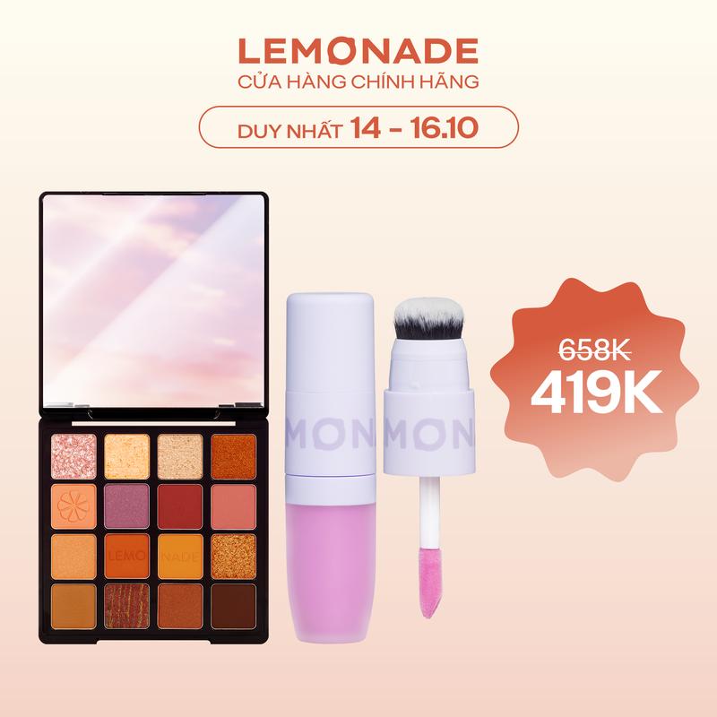 Combo 01 Bảng phấn mắt Aesthetic Eyeshadow Palette 20.8g và 01 Má kem mịn lì thuần chay Perfect Couple Blush 8.5g