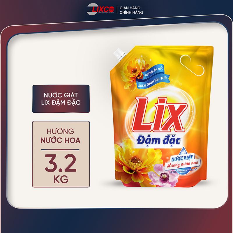  Nước giặt Lix Hương nước hoa túi 3.2Kg sạch thơm như mới bảo vệ da tay 