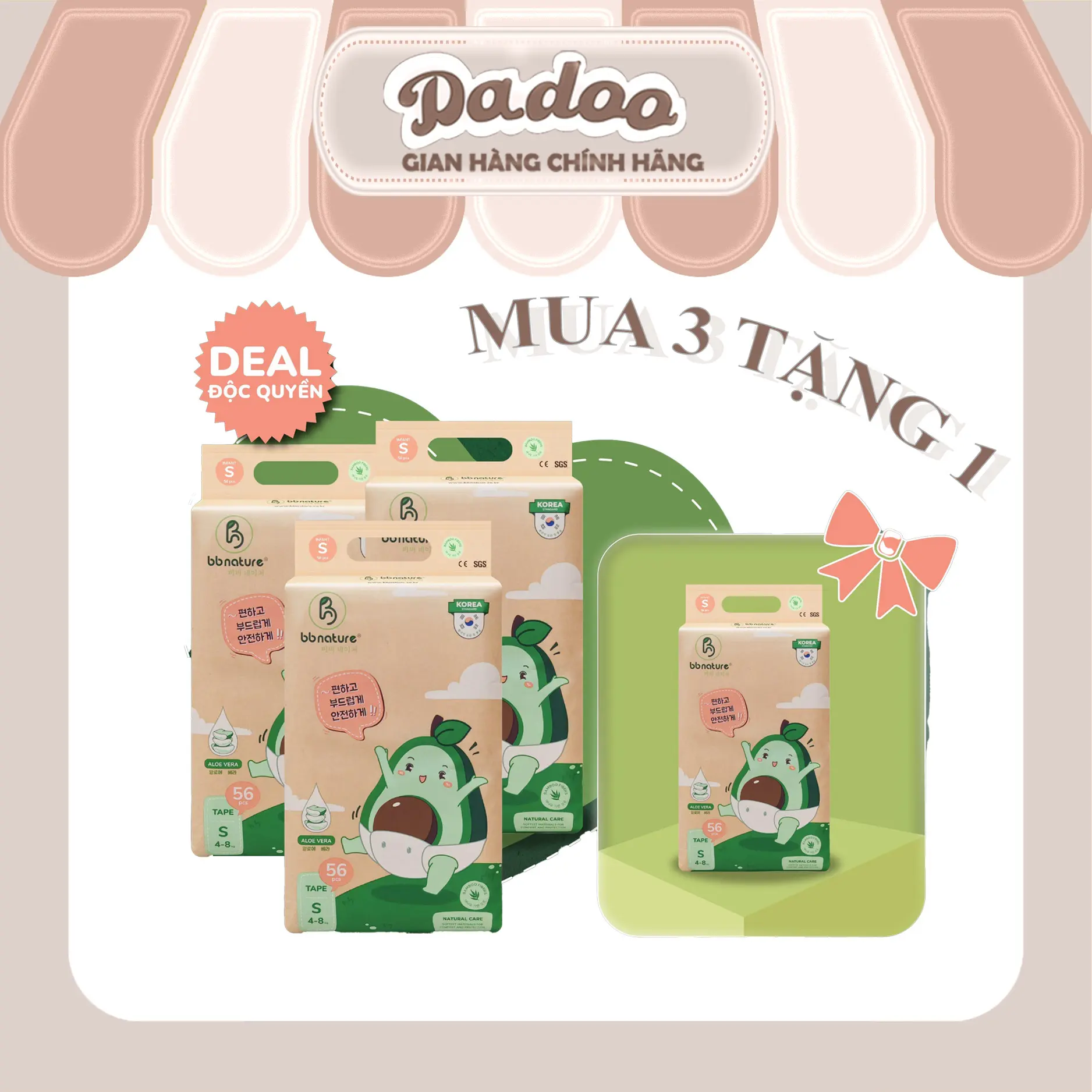 [ BB NATURE AFF ] COMBO 3 Bịch TÃ/Bỉm + QUÀ TẶNG  CHO BÉ - BẢN CŨ