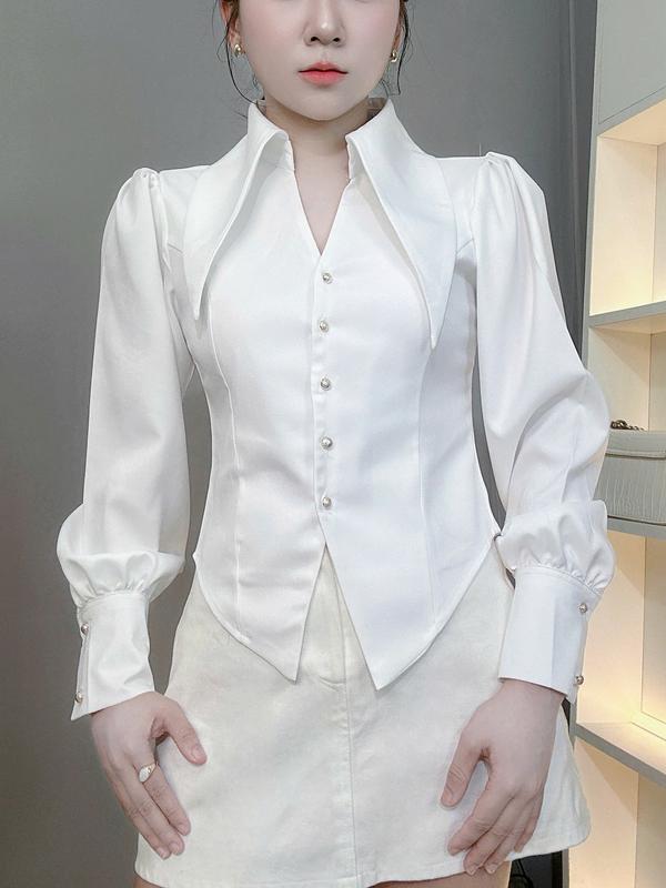  Áo sơ mi MD-A324 thiết kế tay dài hai khuy nút phong cách đơn giản tinh tế phù hợp công sở và dạo phố 