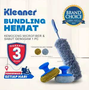 [EXCLUSIVE TIKTOK] Kleaner Bundling Kemoceng Pendek Microfiber Fleksibel Rubber Grip dan Sabut Gagang Genggam