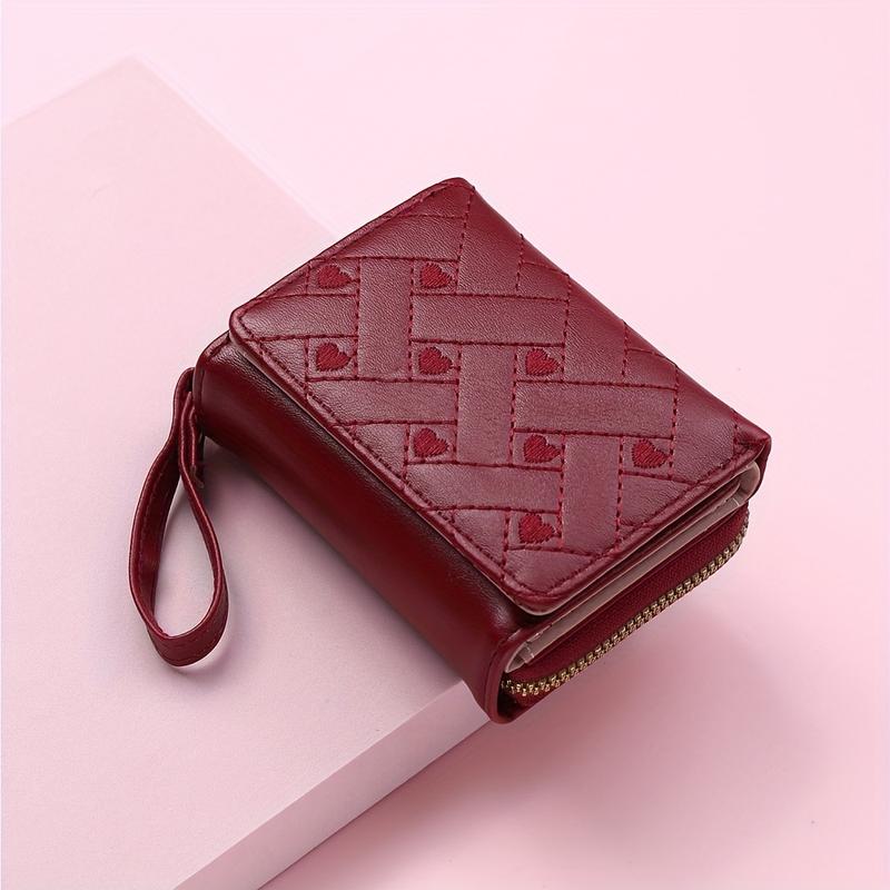 【COD Ví thêu hình tình yêu ngắn đựng thẻ dung lượng lớn