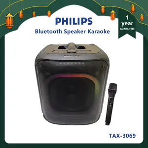 PHILIPS TAX-3069 Speaker Party 12 Inch Full Bass + 1 Mic, Bluetooth 25m, Input Gitar & USB/TF, Fast Charge 2 Jam, RGB Light - Untuk Karaoke Profesional dan Konser Mini Tws Tv Led Wireless Colokan