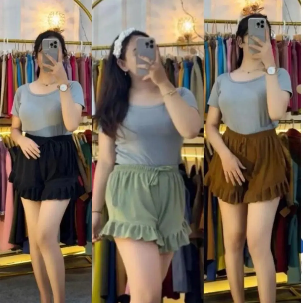 HOTPANTS RUFFLE (CELANA PENDEK WANITA) CRINKLE PREMIUM
