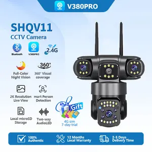 V380 Pro CCTV Triple Lens Outdoor Waterproof Surveillance Camera - True 4K 8MP Quality / IP66 Protection / Motion Tracking Function, Smartphone Compatible, Includes Power Adaptor Cctv Kamera