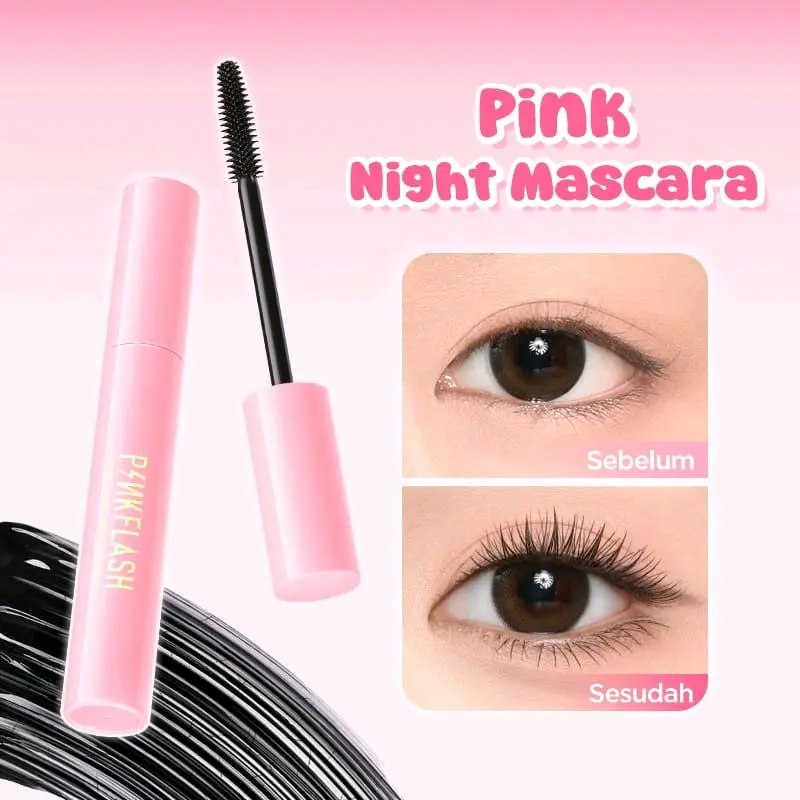 PINKFLASH Maskara Night Lengthening Volume Waterproof Long-lasting Sweatproof Mascara pink