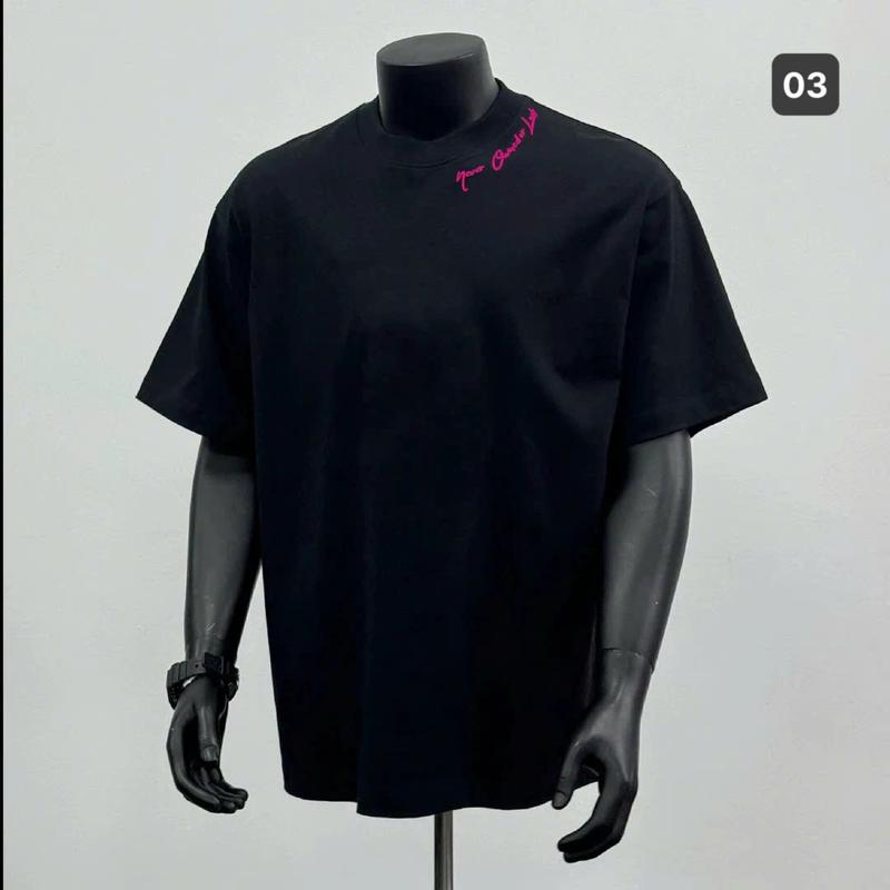 Áo thun nam LOCAL BRAND phong cách Unisex from rộng NấmStore - ACT03 Cotton nam nữ màu đen thêu chữ cỗ tròn Menswear