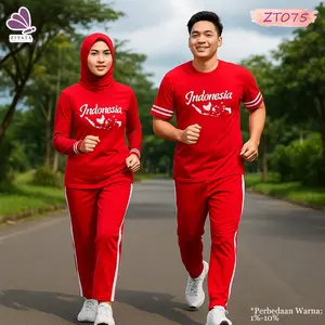 Kaos one sett olahraga wanita dewasa edisi  kemerdekaan indonesia Katun Seragam Celana Keluarga
