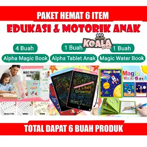 (TOTAL 6 ITEM) Edukasi Buku Belajar Anak Menulis Alphabet Menghitung Matematika Dan LCD Writing Tablet Drawing Pen Stationery Melatih Kemampuan Kognitif Anak Usia Dini