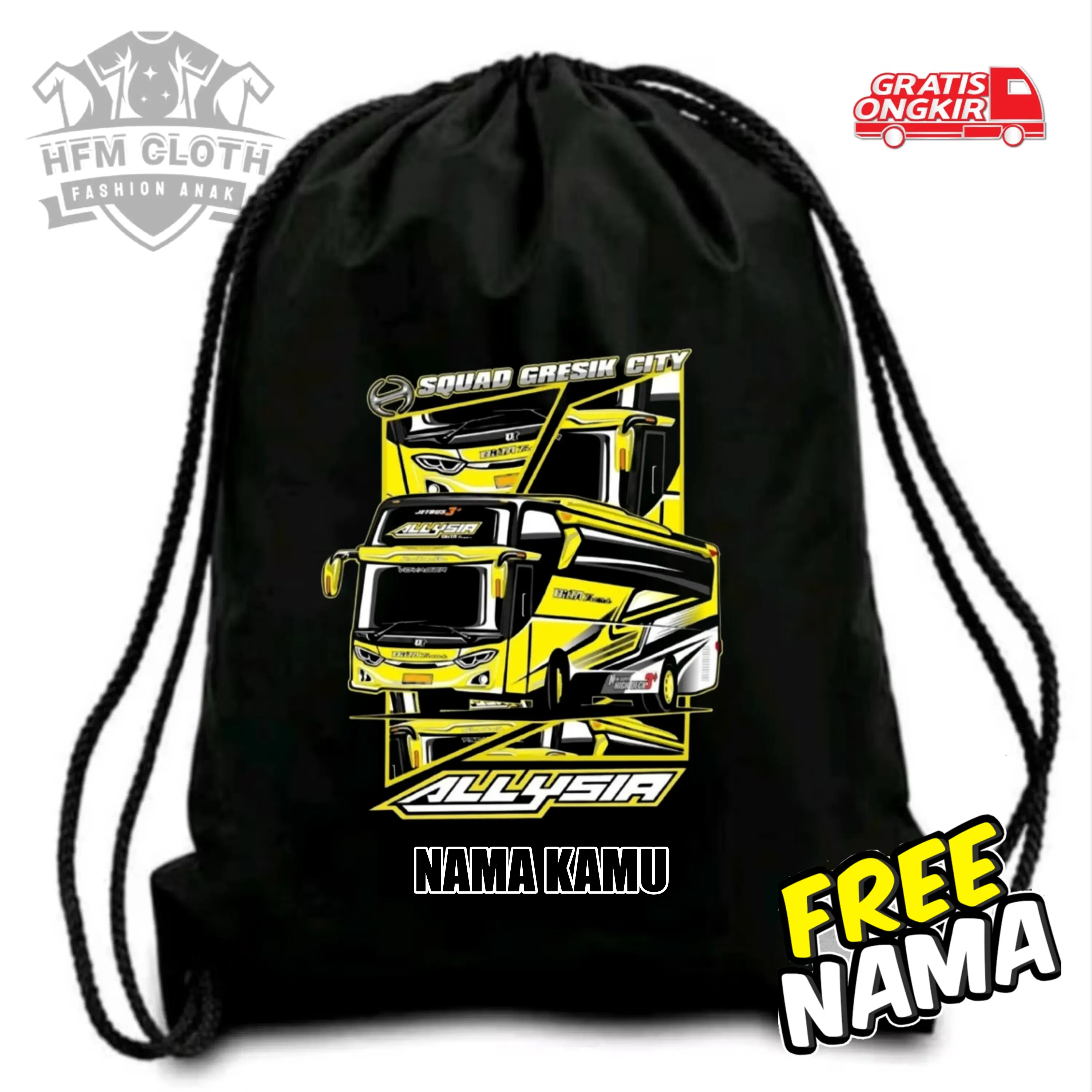 Gratis Nama Tas Serut Bus Anak Laki Laki Bus Vector Fashion Kids Backpacks Watches