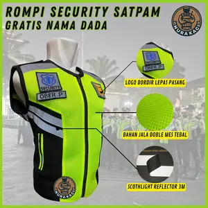Nurakaci | Rompi Security Satpam Tebal dengan Reflektor 3M Bahan Jala Doble Mes Tahan Lama | Rompi Satpam Terbaru Custom