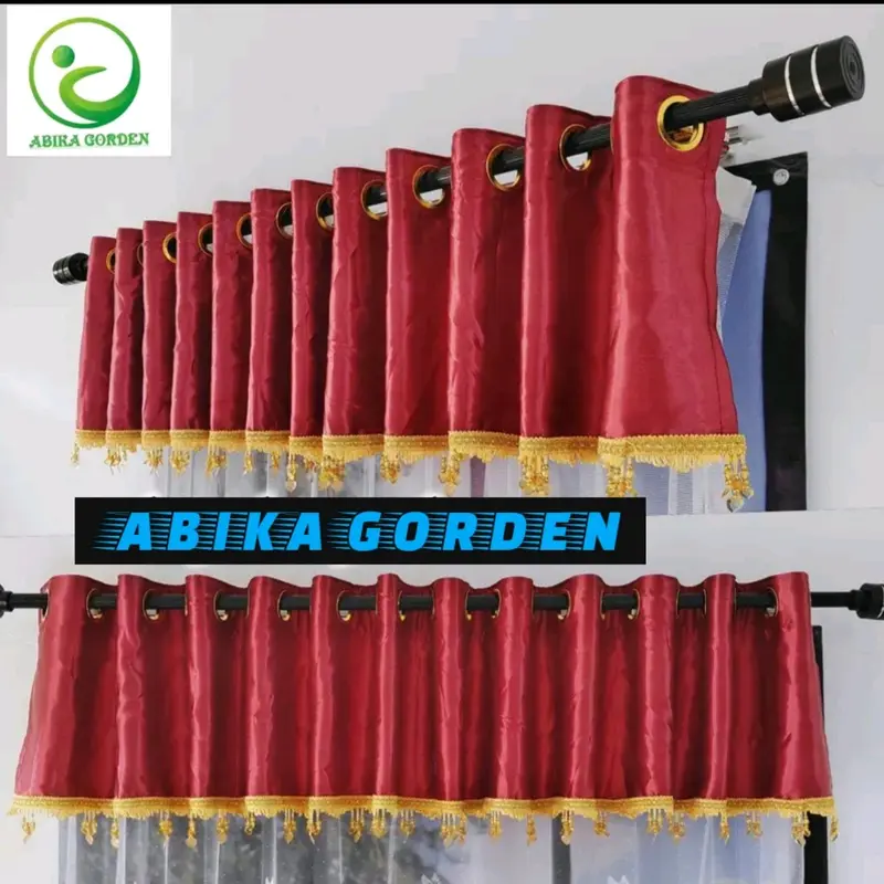 Gorden Poni Blackout Import Printing Abu Model Smokring Tinggi 40 Cm Kain Renda Curtain 1
