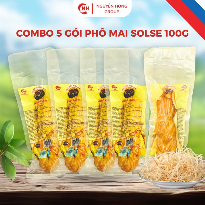 Combo 5 phô mai dây 100g xé sợi hun khói vị mặn Solse Nga snack food ăn vặt cheese