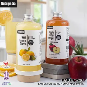 NUTRIPEDIA PAKET 2IN1 SARI LEMON 500ML DAN CUKA APEL APEL 500ML HALAL DAN BPOM