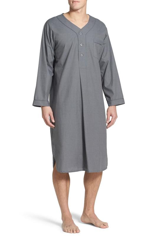 Product Introduction of Muslim Men's Robe Southeast Asia Spring and Autumn Loose Lapel Placket Long Sleeve Mid-Length Robe Solid Color Pajamas 7