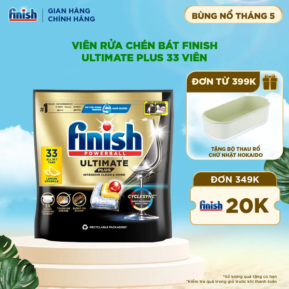 [Mới] Viên Rửa Chén Bát Finish Ultimate Plus 33 viên