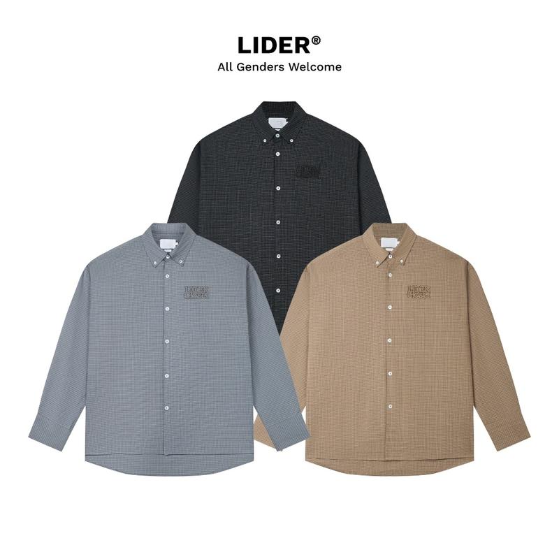  LIDER Áo Sơ Mi Unisex Tay Dài Kẻ Caro LAIDBACK CHECK SHIRT Phong Cách Thời Trang Hiện Đại Hai Màu Black & Beige 