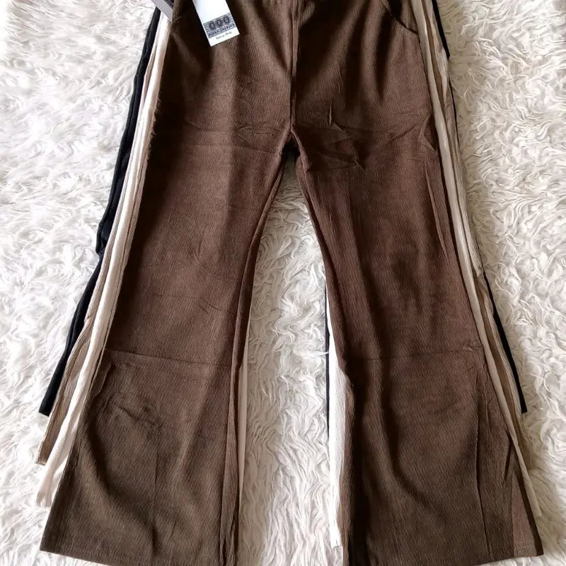 Celana cutbray corduroy Celana pinggang karet Celana wanita dewasa Celana cutbray kekinian bawahan panjang 8