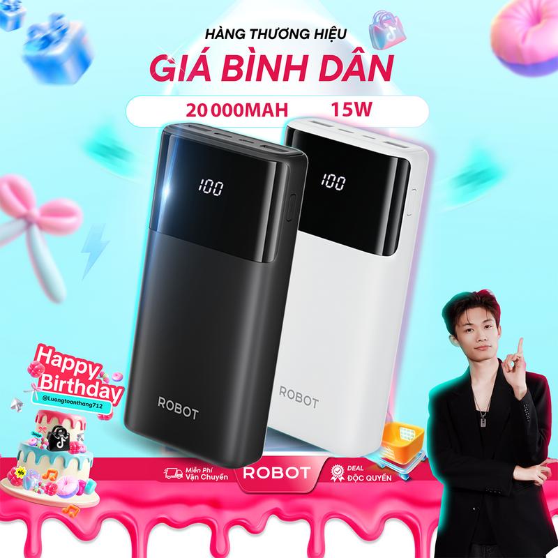 Deal Độc Quyền x LTT Pin Sạc Dự Phòng ROBOT RT22S LED 2 Cổng Sạc Vào Micro Type C & 3 Cổng Sạc Ra USB Type C - Pin Dự Phòng Sạc Nhanh