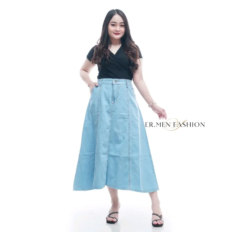 Rok Jeans Wanita Skirt Mayung / Rok Jeans Wanita Korean Style / Rok Jeans Wanita Jumbo 7/8 / Rok Jeans Wanita 7/8 JUMBO Karet Denim Korean 3