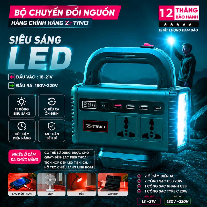 Đế Chuyển Đổi Nguồn Điện Chính Hãng Cty Z-TINO, Cắm Được