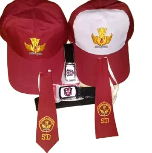 Paket topi sd putih dasi laki² ikat pinggang(sabuk)