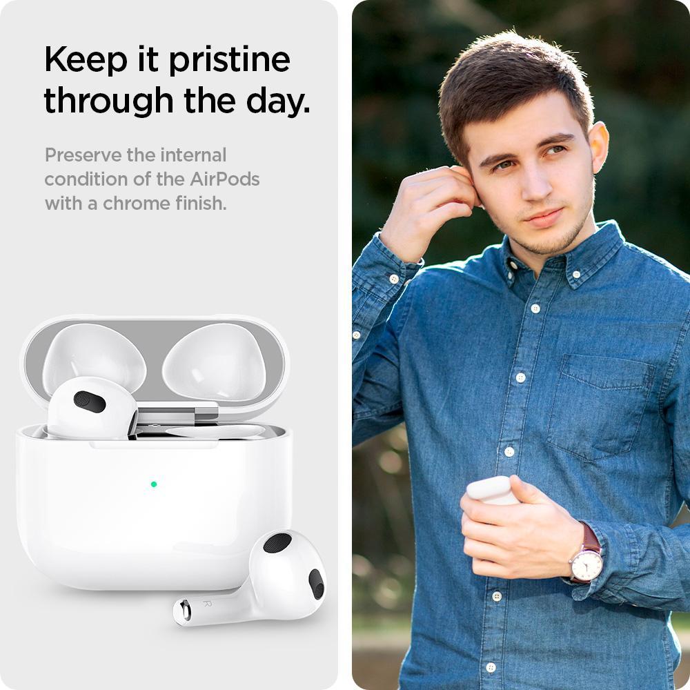 Spigen AirPods 3 Dust Sticker Protector Film Shine Shield - Metallic Silver ASD01986