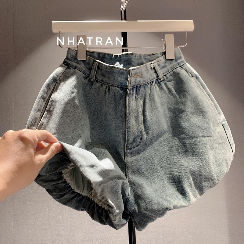 nhatran - Quần Short Bí Jean Nữ Hai Lớp Lưng Cao Rách Chất Cotton Pants Denim Women TY-BI