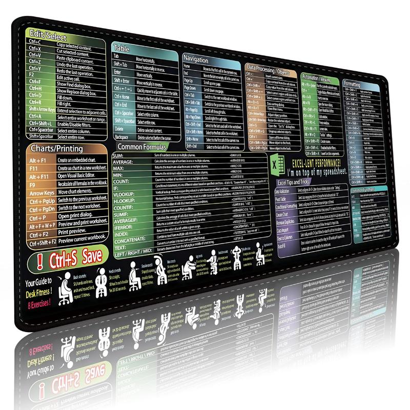 Mouse Pad With Excel Shortcut Keys Anti-Slip Mouse Office Software ...