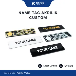 Name Tag Akrilik / Papan Nama Dada Magnet Print UV / Custom Name tag