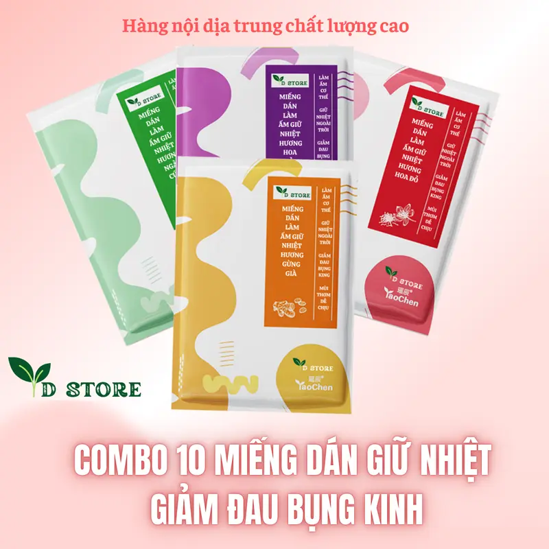 Combo 10 Miếng Dán Giữ Nhiệt Sưởi Ấm Cơ Thể Mùa Đông Giảm Đau Bụng Kinh Giữ Nhiệt 6 Giờ Nhiệt Độ Cao Đến 60 Độ - Thân Thiện Với Cơ Thể Không Gây Dị Ứng Ấm Bụng 0