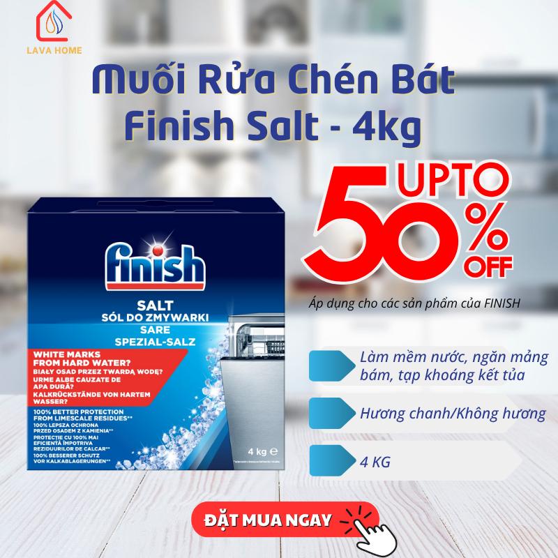 Muối Rửa Bát Finish Salt 4kg - Làm Mềm Nước Chống Đóng Cặn Bảo Vệ Máy Rửa Bát - Upto 50% OFF