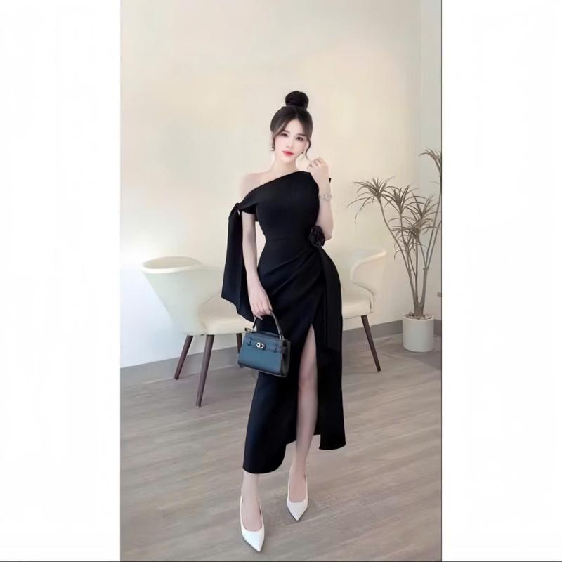  Đầm Dự Tiệc Dáng Dài Trễ Vai Xẻ Tà Bigsize  58-90kg  Linhh Nguyen Bigsize 