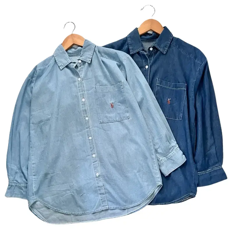 KEMEJA WANITA PLO BORDIR KUDA KATUN STRIPES DENIM  Baju LENGAN  Panjang Formal Atasan Oversize olop 0