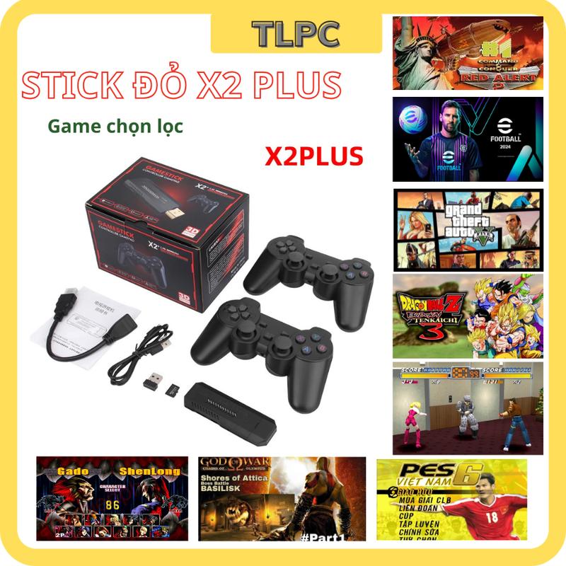 Máy Chơi Game Cầm Tay Stick Đỏ 4K 64gb X2 Plus Kết Nối Tivi HDIM 41000 + Game PSP, PS1, 3D,...Có 2 Tay Cầm Kết Nối Không Dây may  game dientu máy  chơi