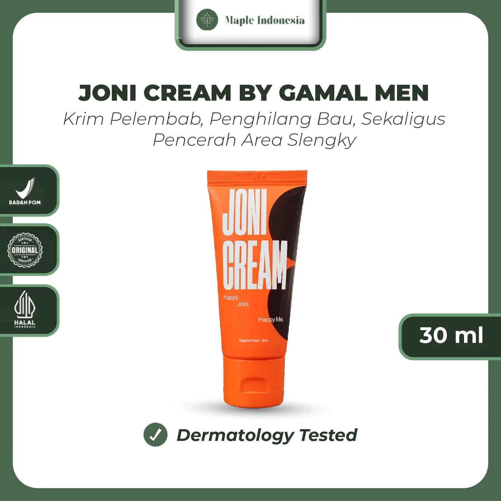 JONI CREAM MEN - Krim Pelembab, Penghilang Bau, Pencerah Area Slengky 30 ml by Gamal