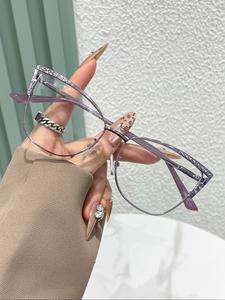 Lentes de Marco Estilo Ojo de Gato Vintage, Lentes Elegantes con Protección Contra Luz Azul para Mujeres y Hombres, Lentes de Moda para el Trabajo, Accesorio Diario para la Ropa