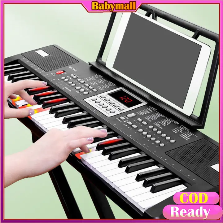 61 tombol keyboard listrik Piano plastik profesional Piano listrik dengan kabel mikrofon audio keyboard musik