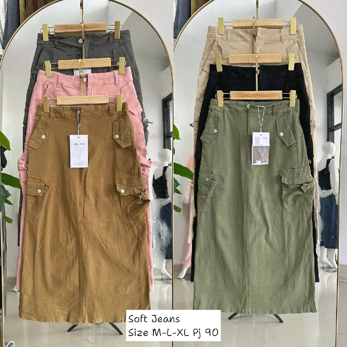 Rok cargo jeans premium bkk import