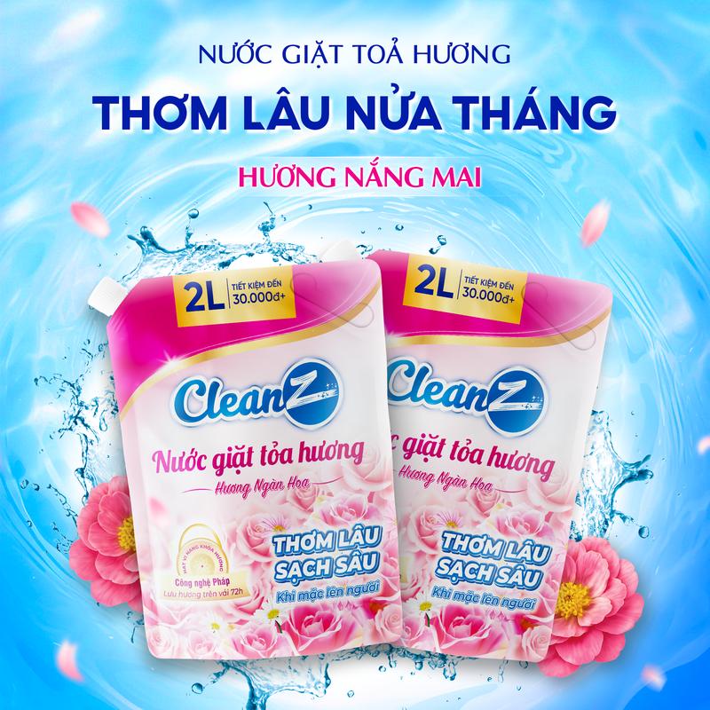 [MUA 1 TẶNG 1 TỔNG NHẬN 4L] Nước Giặt Tỏa Hương CleanZ Công Nghệ Sạch Sâu, Lưu Hương Lâu Dài, Bảo Vệ Màu Quần Áo, Túi Giặt Dung Tích 2L Làm Sạch