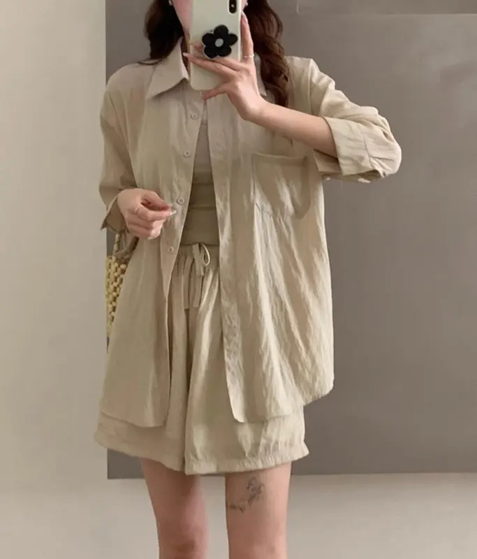 KIYOMI ONE SET (TANPA TANKTOP) // SETELAN PANTAI TERBARU //SETELAN KEMEJA// ONE SET SEXY KEKINIAN 1