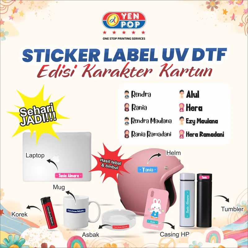 Sticker Label DTF UV Karakter Lucu SEHARI JADI 0