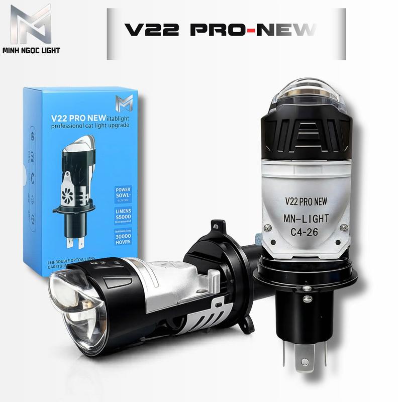 ĐÈN PHA LED BiCauMiNi V22 Pro , 55W Phù Hợp Cho OTo Xe Máy H4 - DC 12-24V ĐÈ