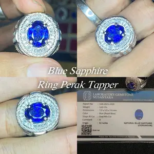 Natural Blue Sapphire Srilangka Ring Perak Micro Taper Include Memo