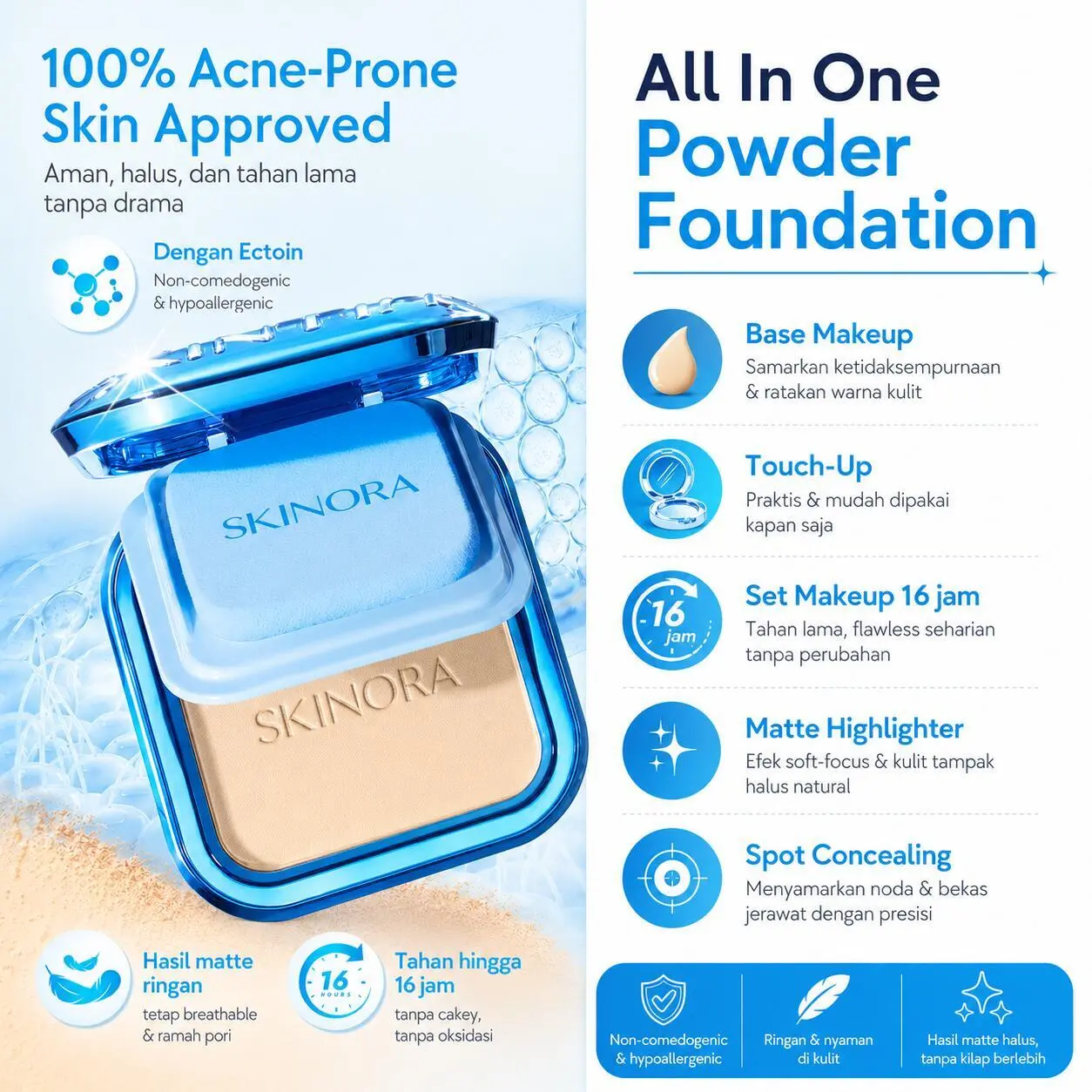 【BEST DEAL】 𝐒𝐊𝐈𝐍𝐓𝐥𝐅𝐈𝐂  Ultra Cover Powder Foundation 9g | Two skin Way Cake Pressed Powder tific Matte Bedak Padat Compact Meratakan warna kulit