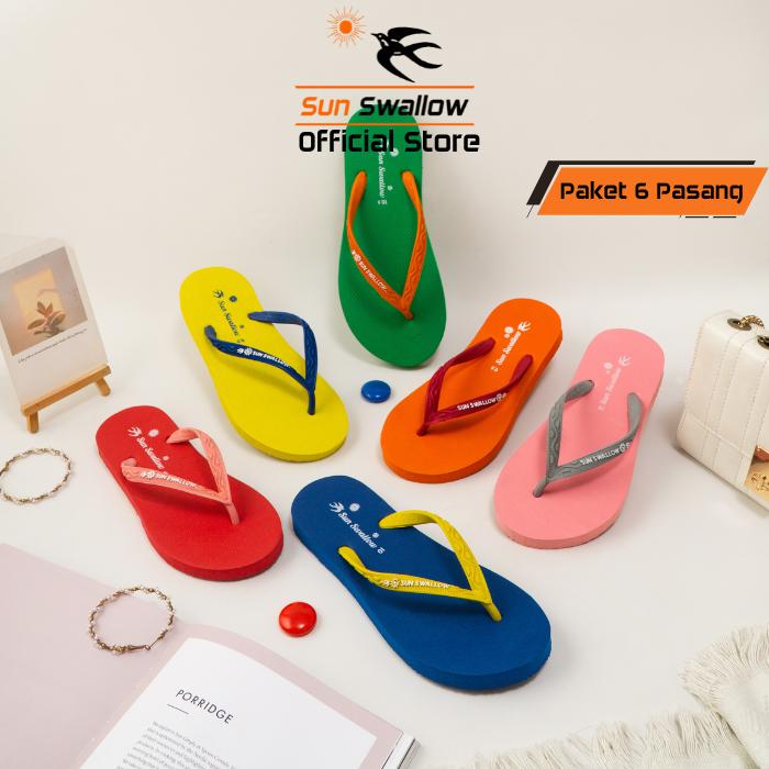 Gambar Paket 6 Pasang Sandal Jepit Karet Wanita Sun Swallow Ladies Warna Size Seri dari Sun Swallow Sandals Kota Administrasi Jakarta Utara Tokopedia